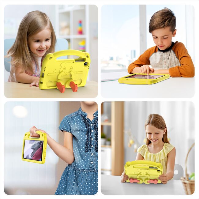 Husa Samsung Galaxy Tab A7 Lite 8.7 inch Panda kids safe Shockproof de tip stand, galben