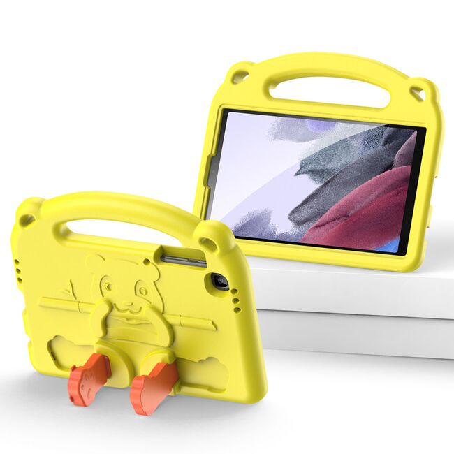 Husa Samsung Galaxy Tab A7 Lite 8.7 inch Panda kids safe Shockproof de tip stand, galben