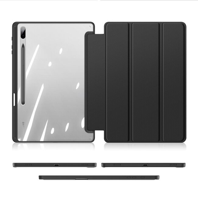 Husa Samsung Galaxy Tab S7+ (S7 Plus), S7 FE, S8 Plus (S8+) 12.4 inch Dux Ducis Toby Armored Tough Smart Cover cu suport stylus, negru