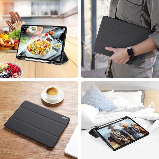Husa pentru iPad Pro 12.9 inch 2022, 2021, 2020 DUX DUCIS Domo Multi-angle Stand Smart Sleep Function, negru