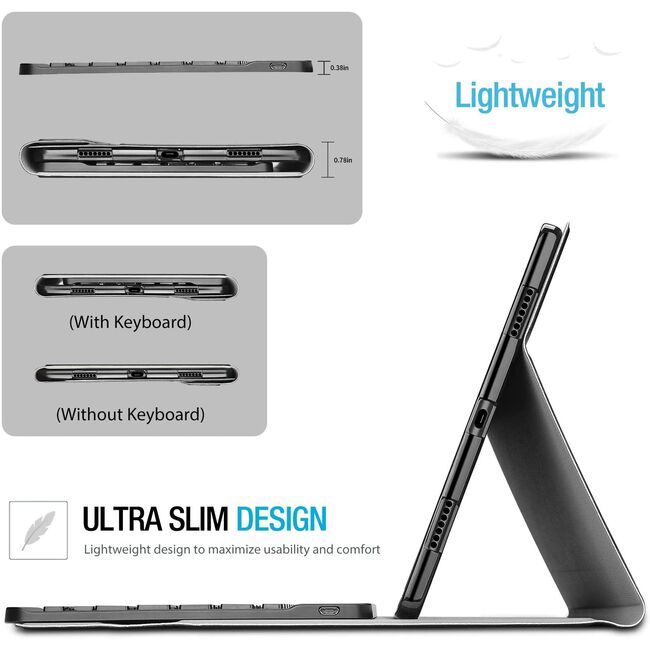 Husa cu tastatura iluminata pentru Lenovo Tab P11, P11 Plus 11 inch, negru