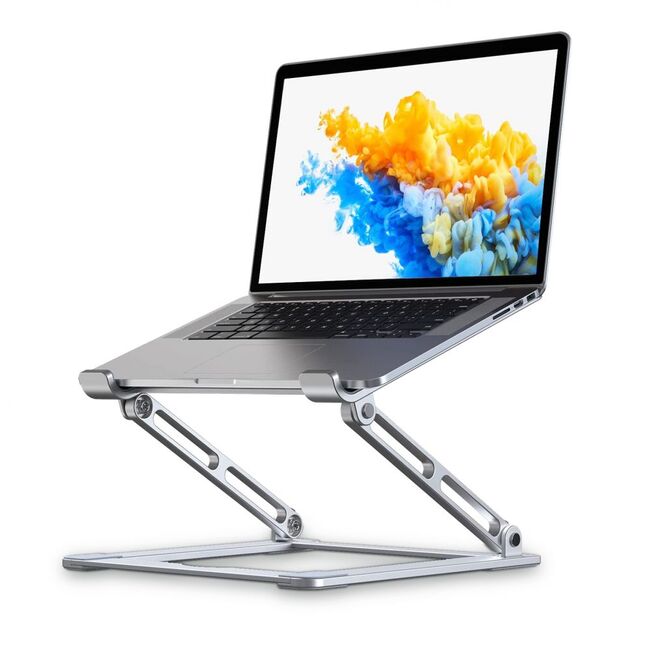 Stand Reglabil Profesional din Aluminiu pentru Laptop – Suport Ergononomic Pliabil, Compatibil până la 17", Răcire Eficientă, Unghi Ajustabil, argintiu