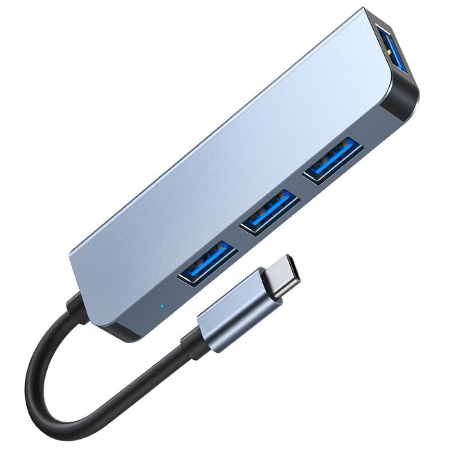 Adaptor HUB aluminiu 4-in-1 Tech-Protect V1 USB Type-C - 4 x USB 3.0, Gri