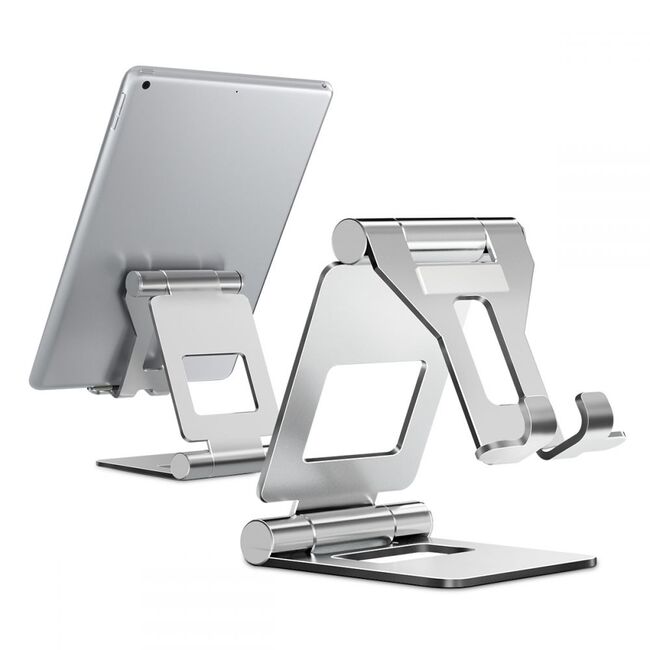 Suport telefon/tableta de Birou Tech-Protect Z10 din aluminiu, argintiu