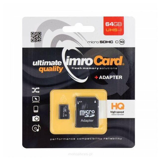 Card de memorie Imro Micro SD HC 64 GB Clasa 10 + Adaptor SD