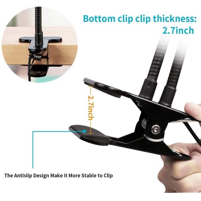 Suport flexibil universal pentru telefon cu lumina led circulara - Sistem 2 in 1 pentru selfie, video-call, alb