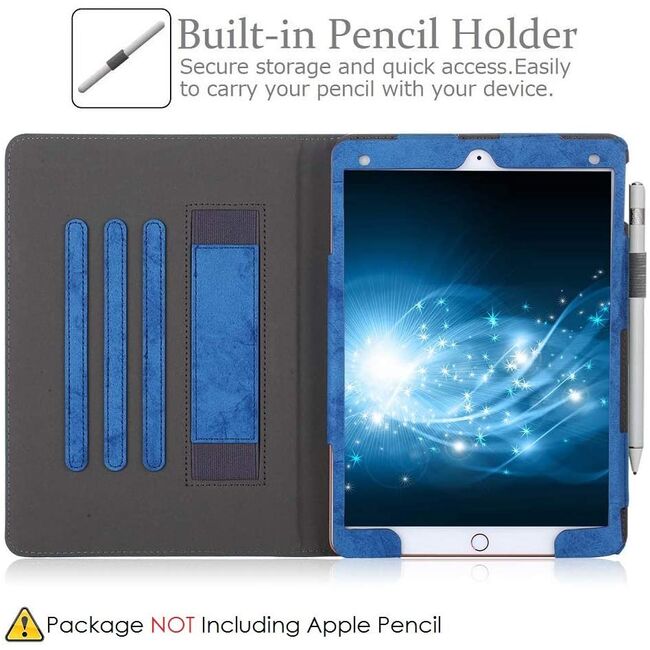 Husa iPad 10.2 inch 9/8/7 2021/2020/2019 ProCase, sleep-wake up, tip stand, blue