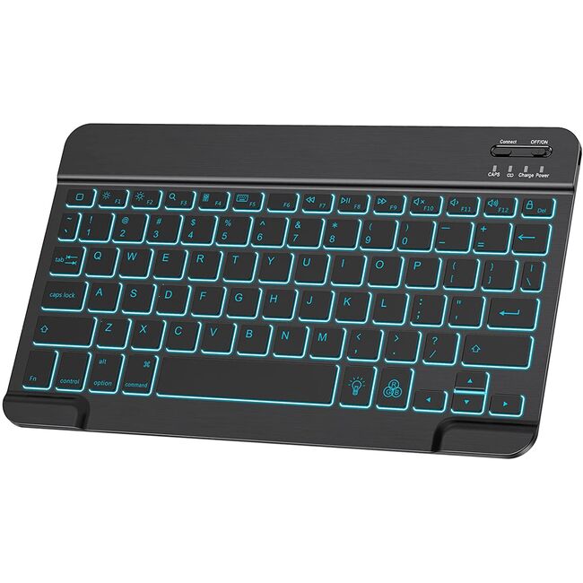 Tastatura iluminata Wireless Bluetooth pentru tablete, telefoane, PC, MAC, Android, Windows, iOS/MAC, negru