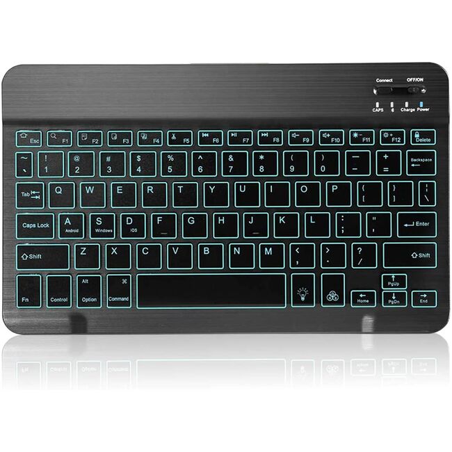 Tastatura iluminata Wireless Bluetooth pentru tablete, telefoane, PC, MAC, Android, Windows, iOS/MAC, negru