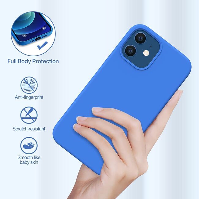 Husa pentru iPhone 12, 12 Pro Liquid Silicone, sky blue