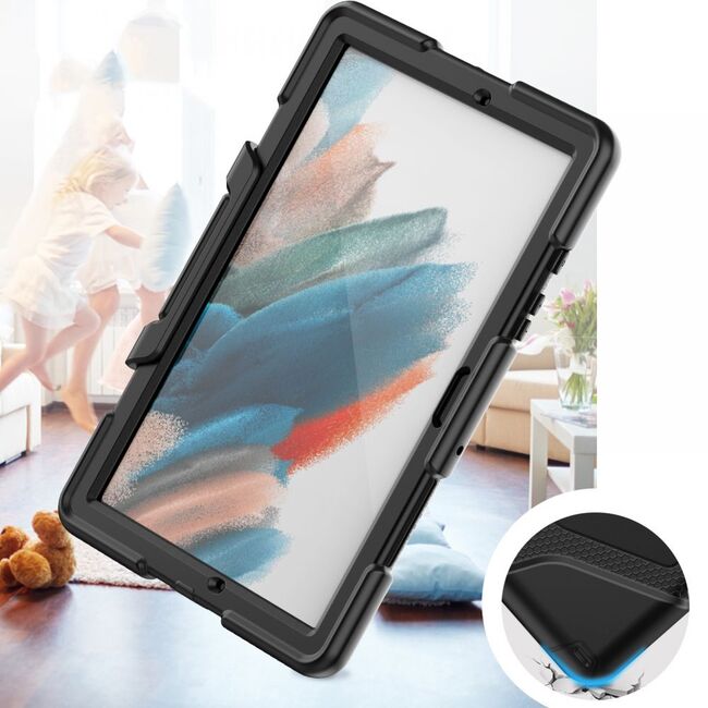 Pachet 360: Husa cu folie integrata pentru Samsung Galaxy Tab A8 10.5 inch SM-X200, X205 Survive Full Cover, negru