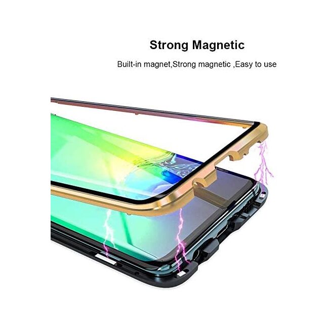 Husa 360 Magnetic Glass pentru Huawei P30 Lite (sticla fata + spate), negru
