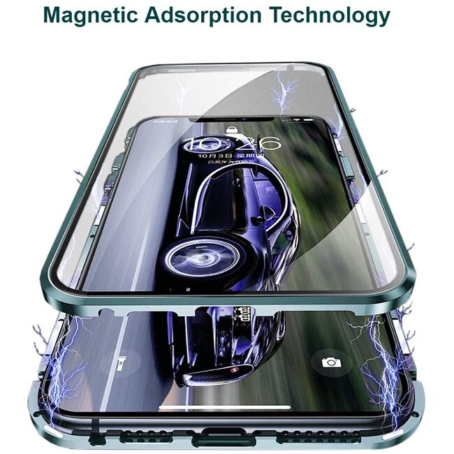 Husa 360 Magnetic Glass pentru iPhone 12 / 12 Pro (sticla fata + spate), negru