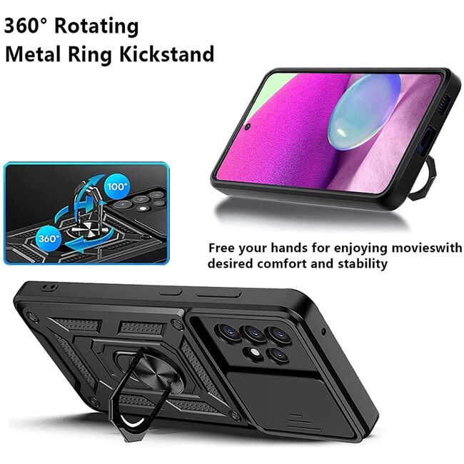 Husa pentru Samsung Galaxy A33 5G cu inel Ring Armor Kickstand Tough, protectie camera (negru)
