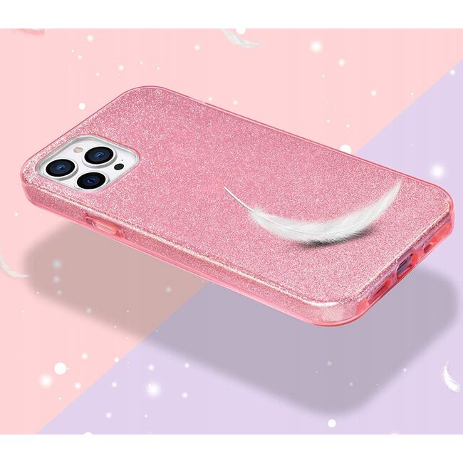 Husa pentru iPhone 12 Pro Glitter 3 in 1, pink