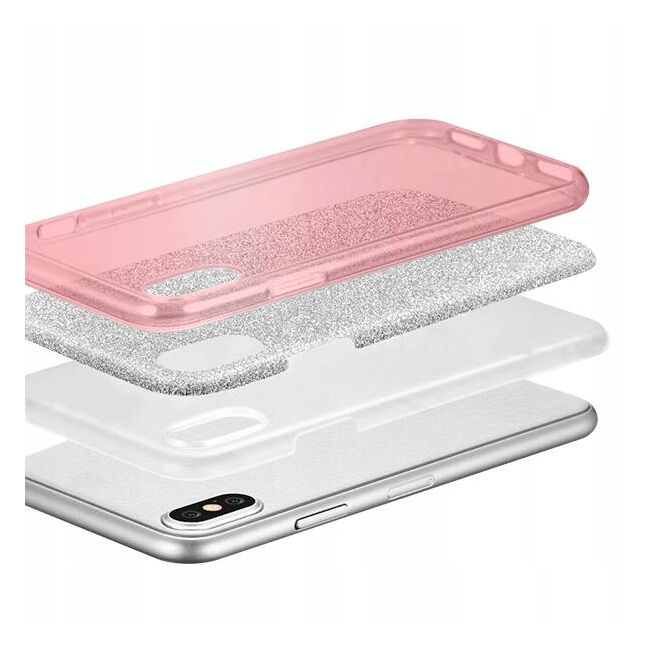 Husa pentru iPhone 13 Glitter 3 in 1, pink
