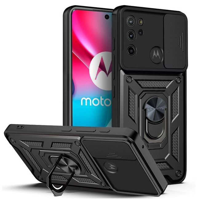 Husa pentru Motorola Moto G60s cu inel Ring Armor Kickstand Tough, protectie camera (negru)