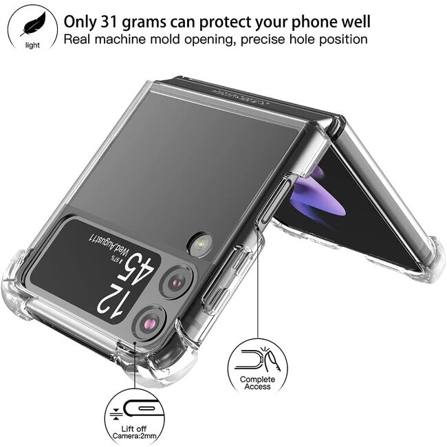 Husa pentru Samsung Galaxy Z Flip 3 Anti-Shock 1.5mm, transparent