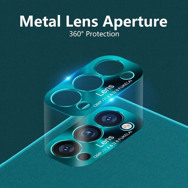 Husa pentru Oppo Reno 6 Pro 5G Leather Texture Metal Camera Lens Protection, negru
