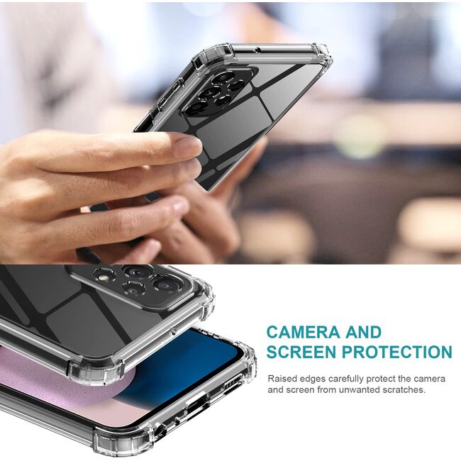 Pachet 360: Folie din sticla + Husa pentru Samsung Galaxy A13 4G Anti-Shock 1.5mm, transparent