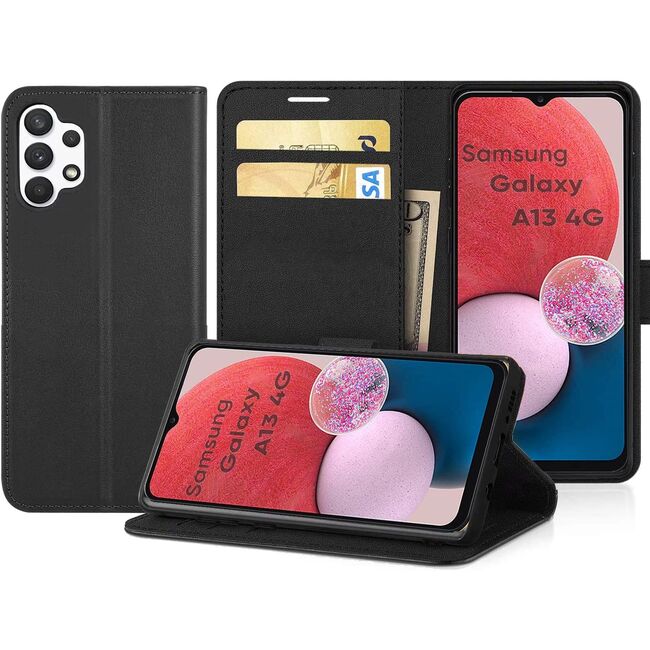 Husa pentru Samsung Galaxy A13 4G Wallet tip carte, negru