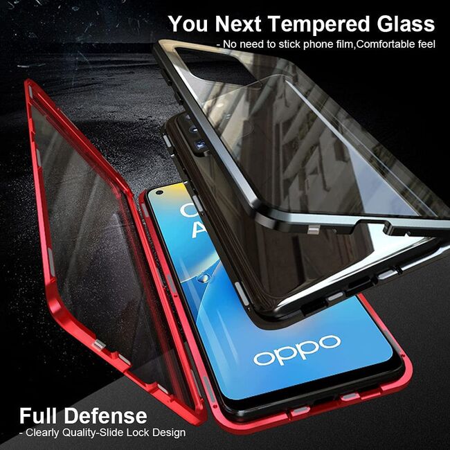 Husa 360 Magnetic Glass pentru Oppo A74 4G (sticla fata + spate), negru