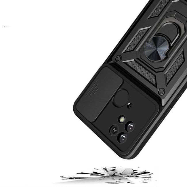 Husa pentru Xiaomi Redmi 10C cu inel Ring Armor Kickstand Tough, protectie camera (negru)