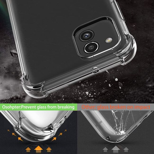Pachet 360: Folie din sticla + Husa pentru Samsung Galaxy A03 Anti-Shock 1.5mm, transparent