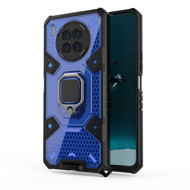 Husa pentru Huawei Nova 8i Anti-Shock cu inel Honeycomb, blue