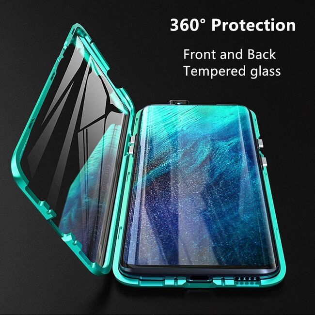 Husa 360 Magnetic Glass pentru Huawei Nova 9 / Honor 50 (sticla fata + spate), negru