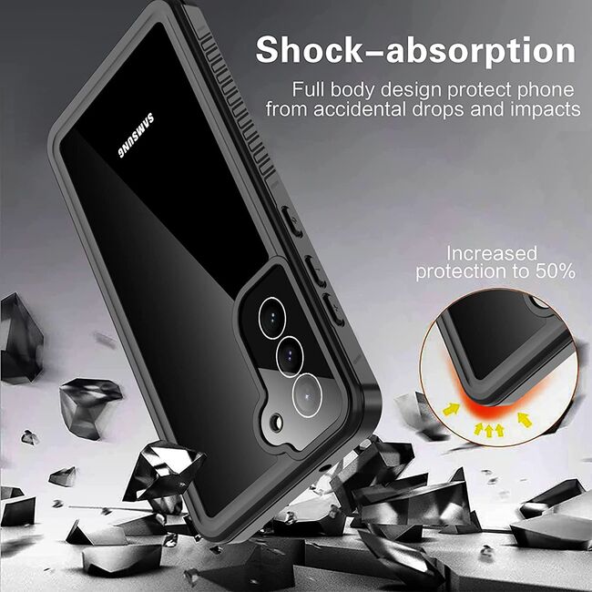 Pachet 360: Husa cu folie integrata Samsung Galaxy S22 Plus ShockProof Dust-Water Proof Full Body, negru