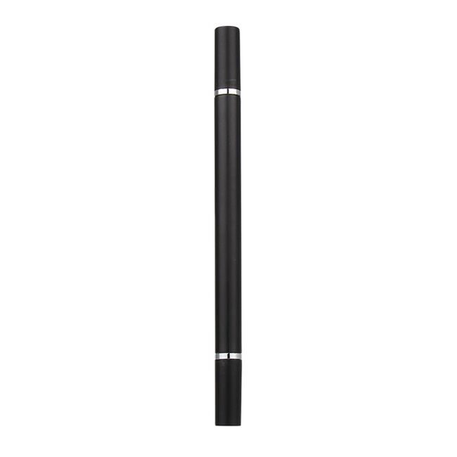 Stylus Pen 2 in 1 capacitiv pentru tablete si telefoane din aluminiu cu capace de protectie, negru