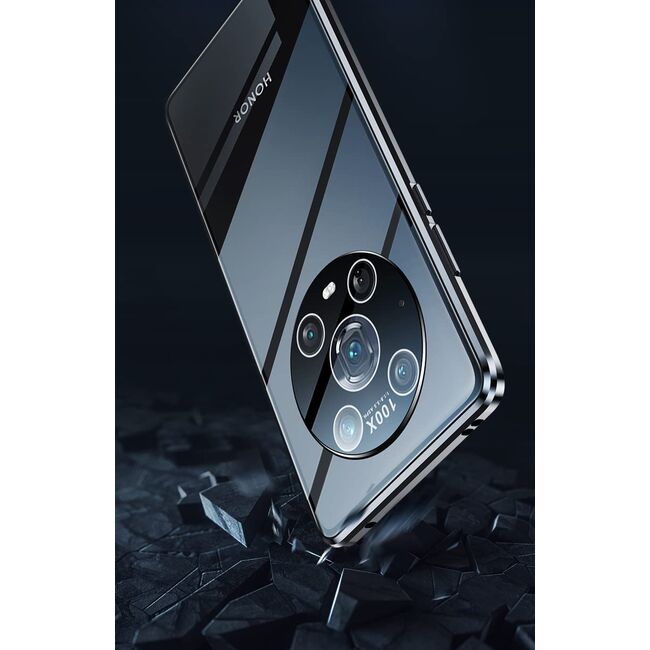 Husa 360 Magnetic Glass pentru Honor Magic 4 Lite (sticla fata + spate), negru