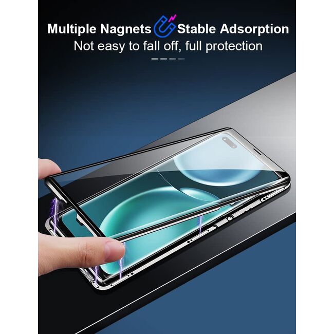 Husa 360 Magnetic Glass pentru Honor Magic 4 Lite (sticla fata + spate), negru