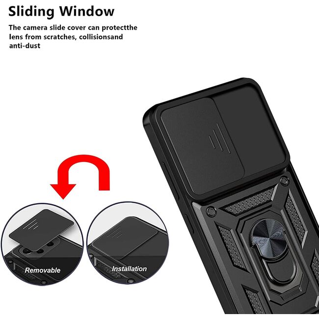 Husa pentru Xiaomi 12 / 12X 5G cu inel Ring Armor Kickstand Tough, protectie camera (negru)