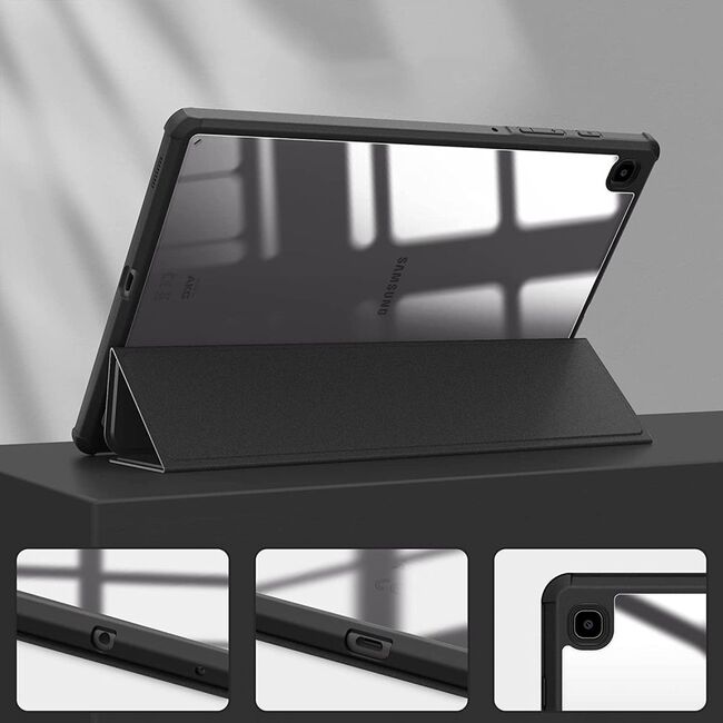 Husa pentru Samsung Galaxy Tab S6 Lite 10.4 P610 P615 functie stand, suport S-Pen, negru-clear