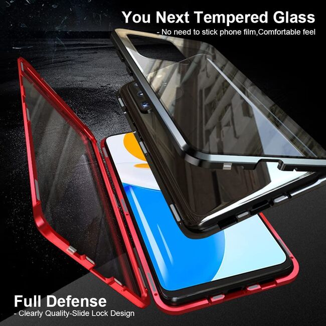 Husa 360 Magnetic Glass pentru Honor X8 (sticla fata + spate), negru