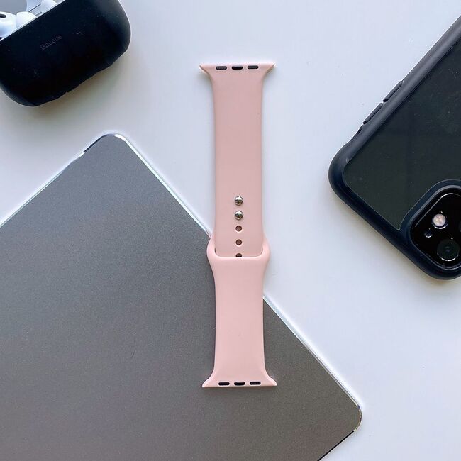 Curea silicon pentru Apple Watch 4 / 5 / 6 / 7 / SE (42 / 44 / 45 mm) Pink Sand