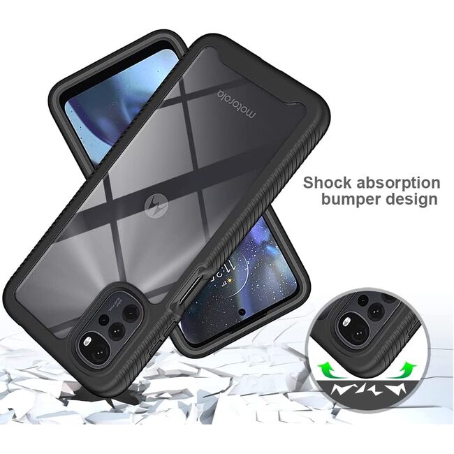 Pachet 360: Husa cu folie integrata pentru Motorola Moto G22, E22s, E32, E32s Defense360 - negru