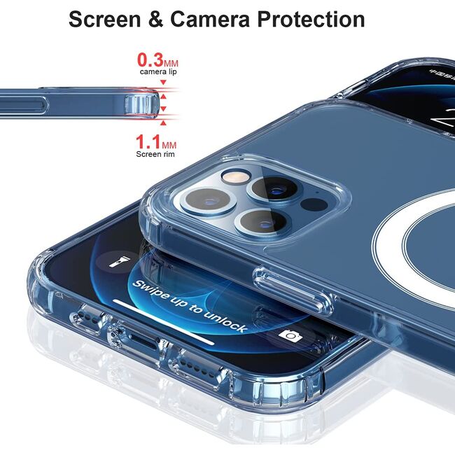 Husa pentru iPhone 12, 12 Pro MagSafe anti-shock 1.5 mm, clear