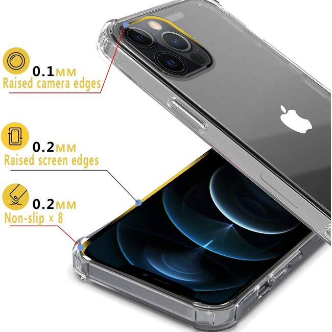 Husa pentru iPhone 12 / 12 Pro Anti Shock 1.3mm Reinforced 4 corners (transparent)