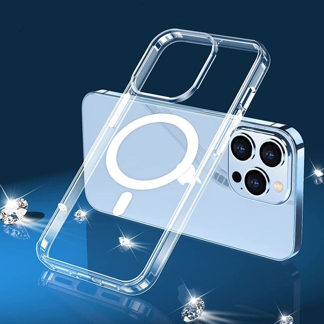 Pachet 360: Folie din sticla + Husa pentru iPhone 13 cu MagSafe anti-shock 1.5 mm, clear