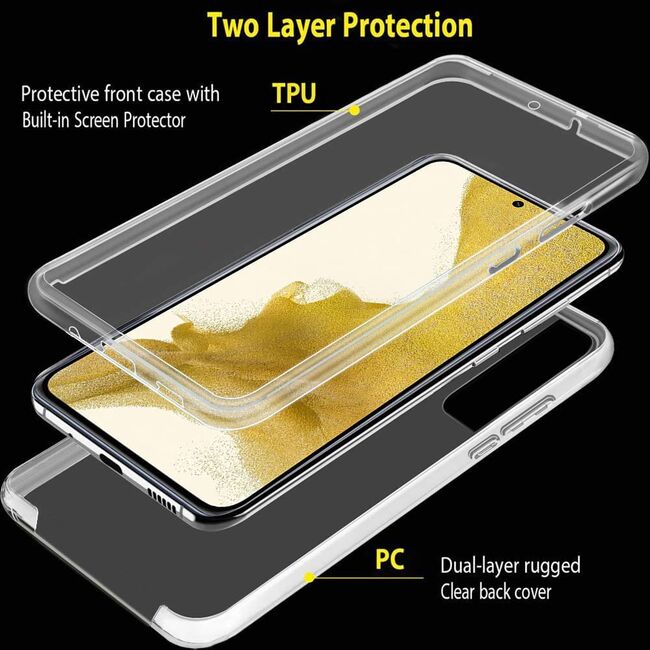 Pachet 360: Husa cu folie integrata pentru Samsung Galaxy S22 Full Cover (fata+spate), clear