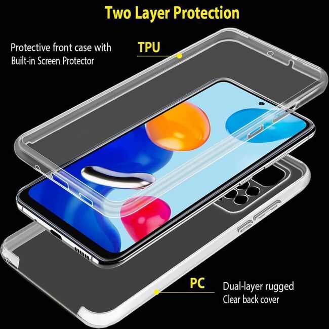 Pachet 360: Husa cu folie integrata pentru Xiaomi Redmi Note 11 Pro 5G 360 Full Cover (fata+spate), transparent