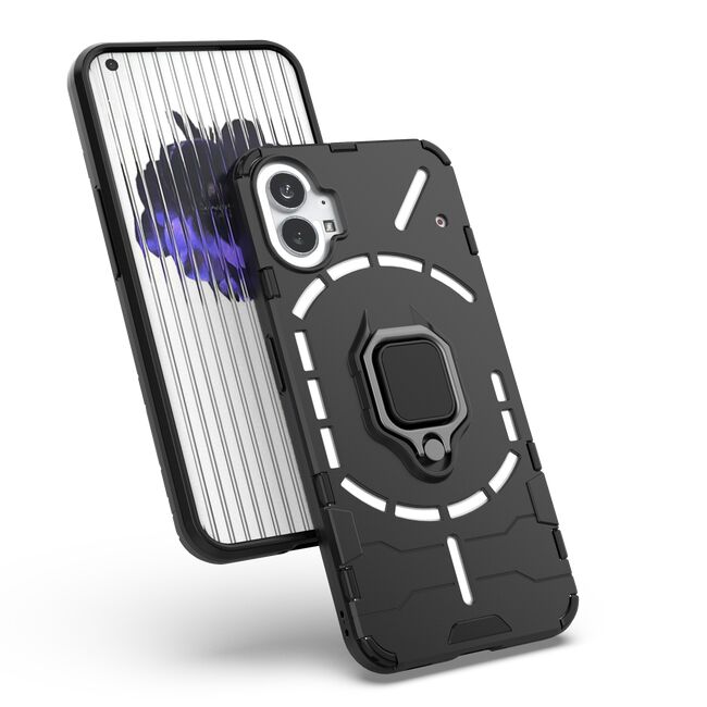 Husa pentru Nothing Phone 1 cu inel Armor Kickstand Tough Rugged Cover (negru)