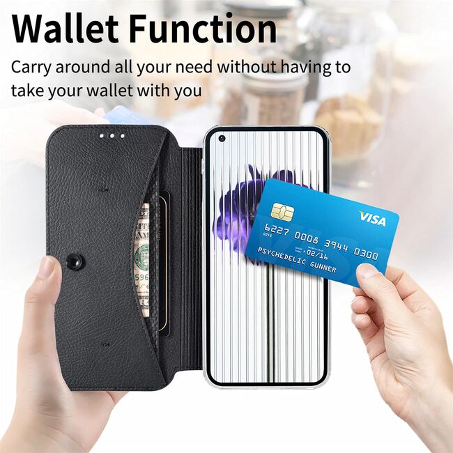 Husa pentru Nothing Phone 1 tip carte Wallet Premium, negru