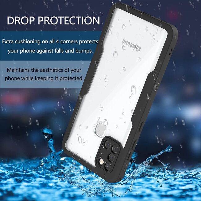 Pachet 360: Husa cu folie integrata pentru Samsung Galaxy A21s Cover360 - negru / transparent