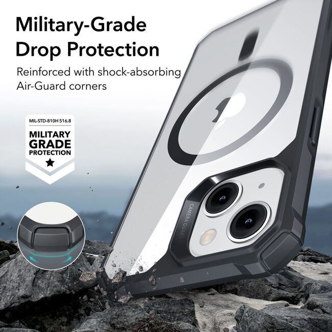 Husa pentru iPhone 14 sau iPhone 13 ESR  Air Armor Halolock cu Magsafe - clear/negru