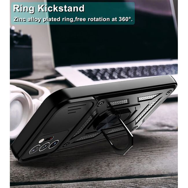 Husa pentru Samsung Galaxy Note 20 Ultra cu inel Ring Armor Kickstand Tough, protectie camera (negru)