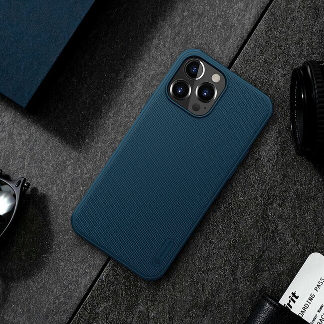 Husa iphone 13 pro, super frosted shield pro, nillkin - albastru